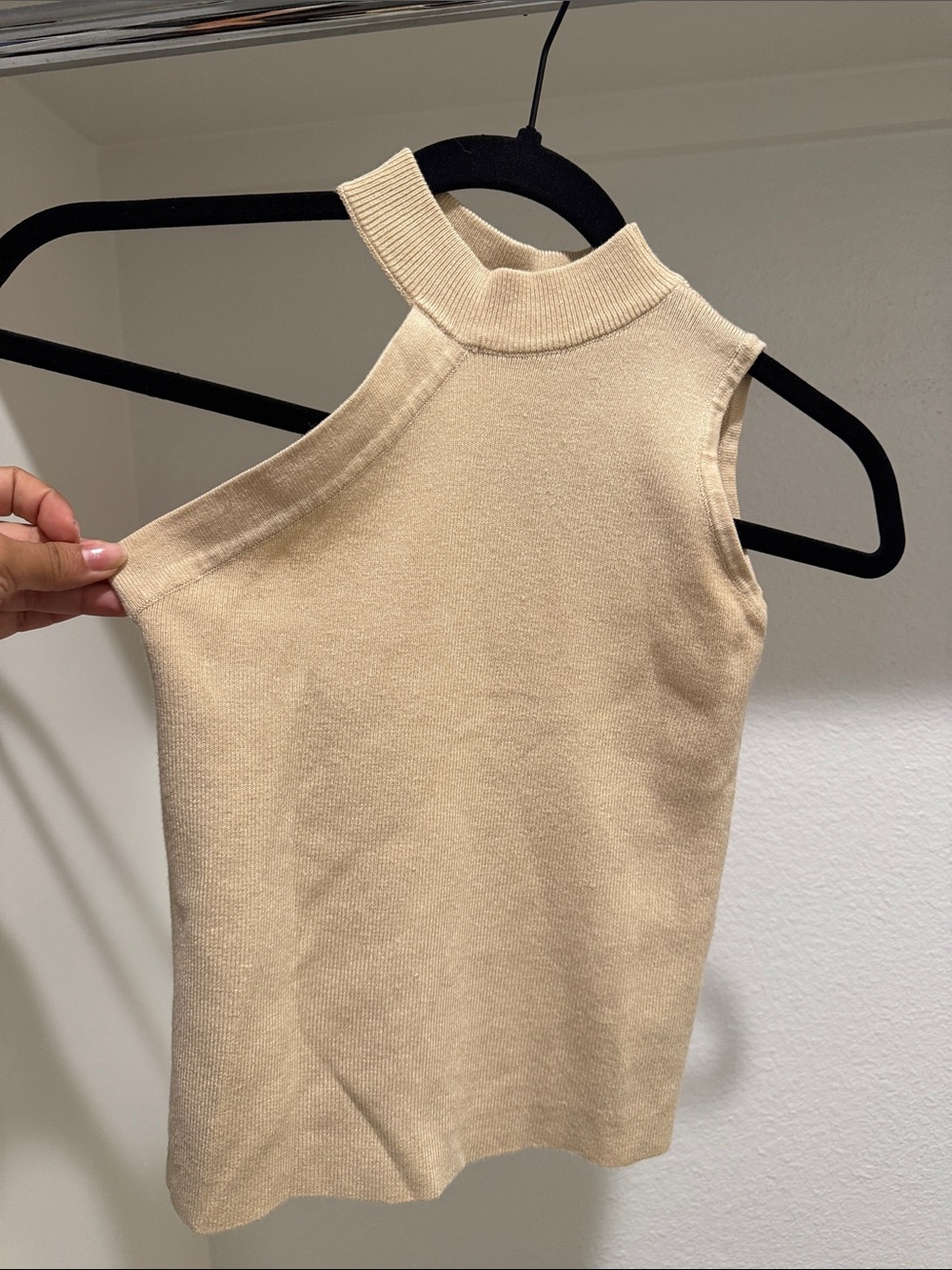 Princess Polly Ribbed Mock Neck Tank - Beige